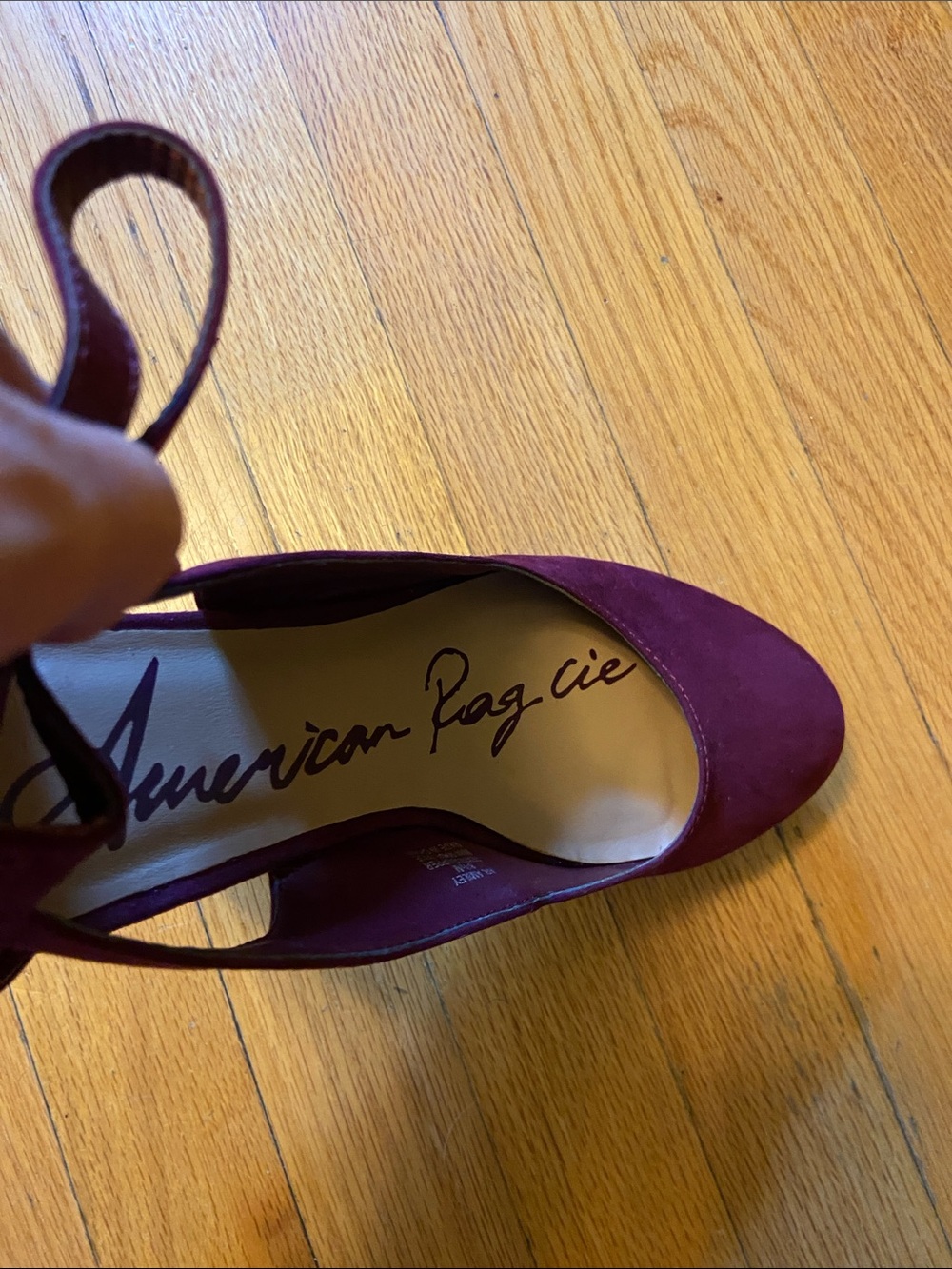 American Rag Burgundy Suede Ankle-Strap Heels - Picture 9 of 11